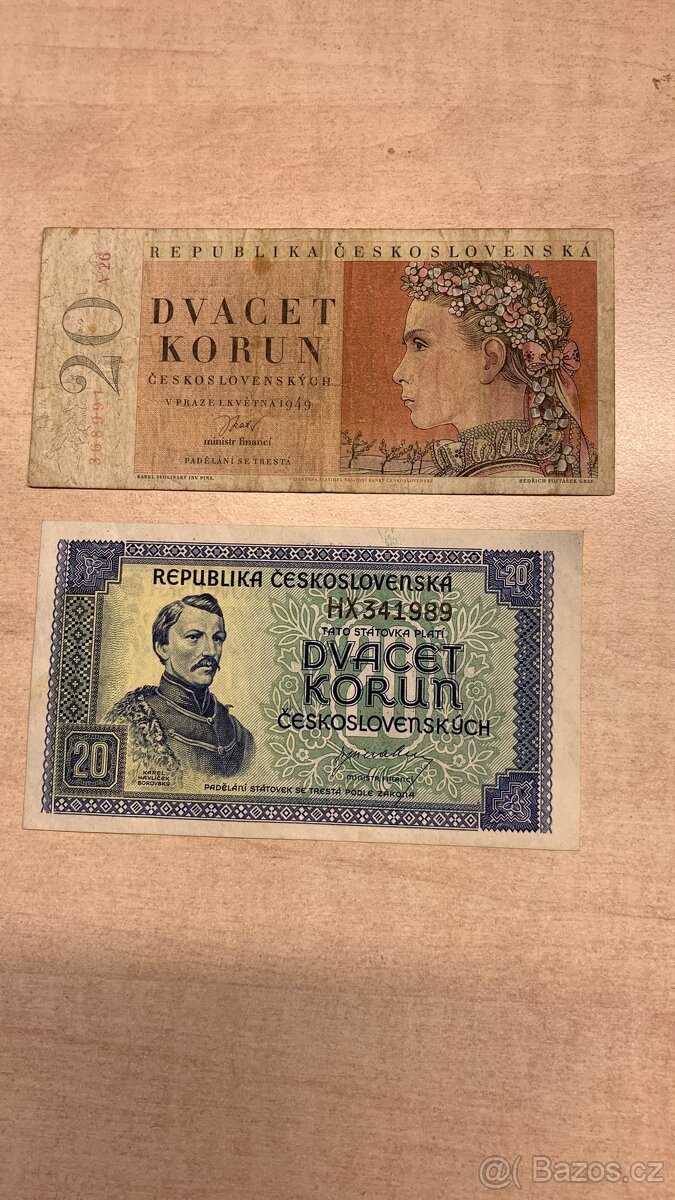 Bankovky 20 korun Československých