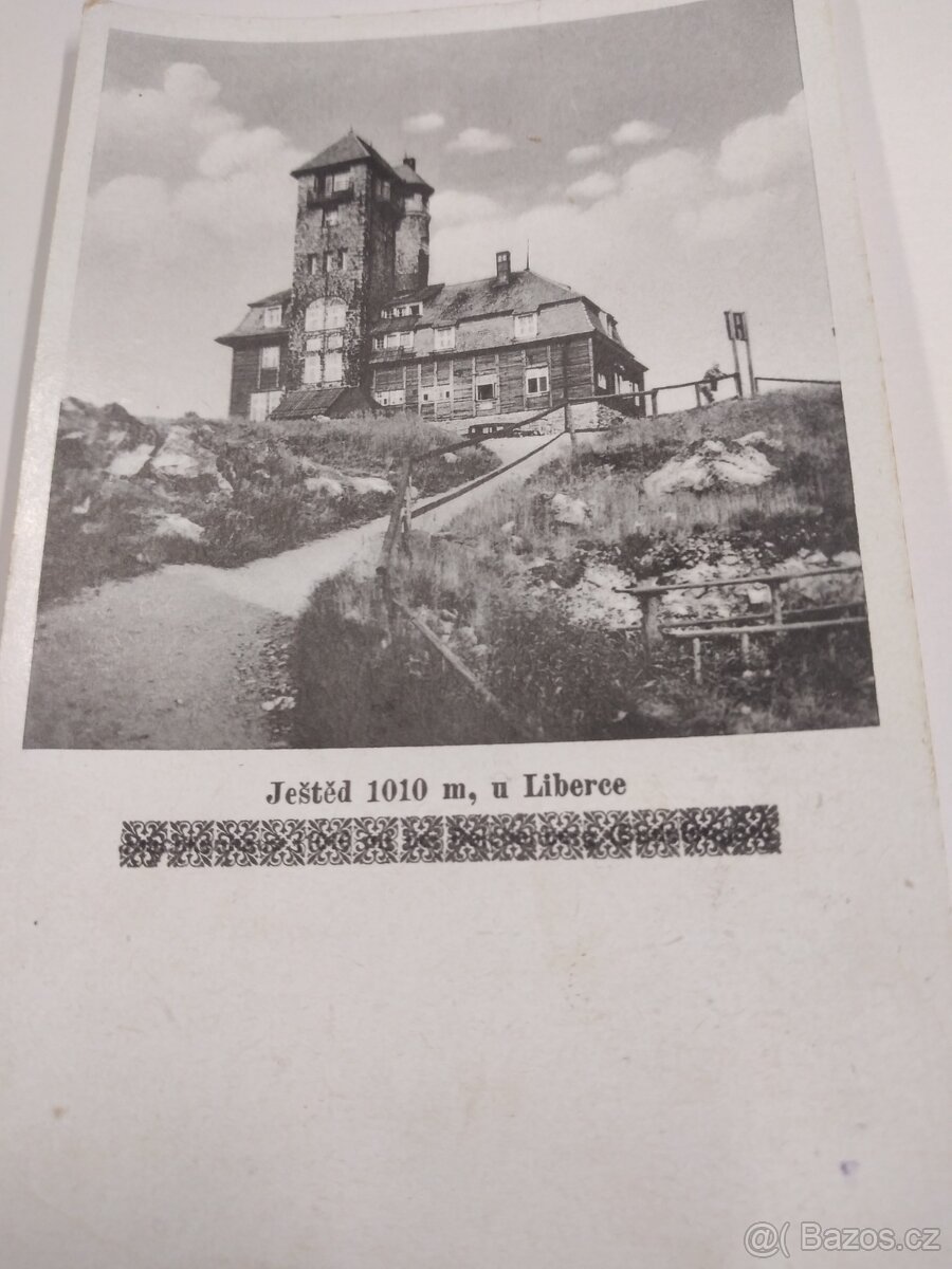 Starý Ještěd (1946) Pohlednice s původním vyhořelým hotele