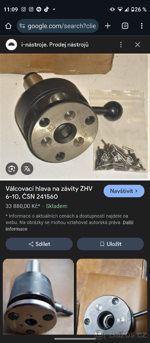 Válcovací hlava na závity