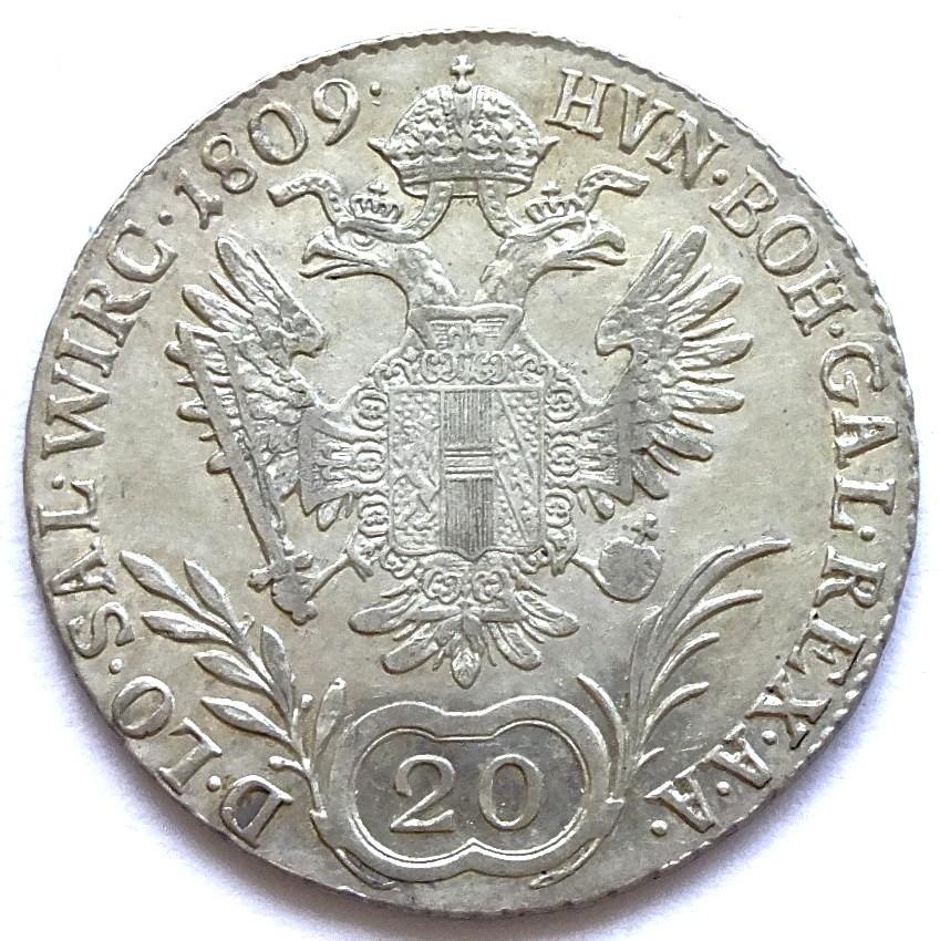 František II., 20 krejcar 1809 B, Kremnica, Ag