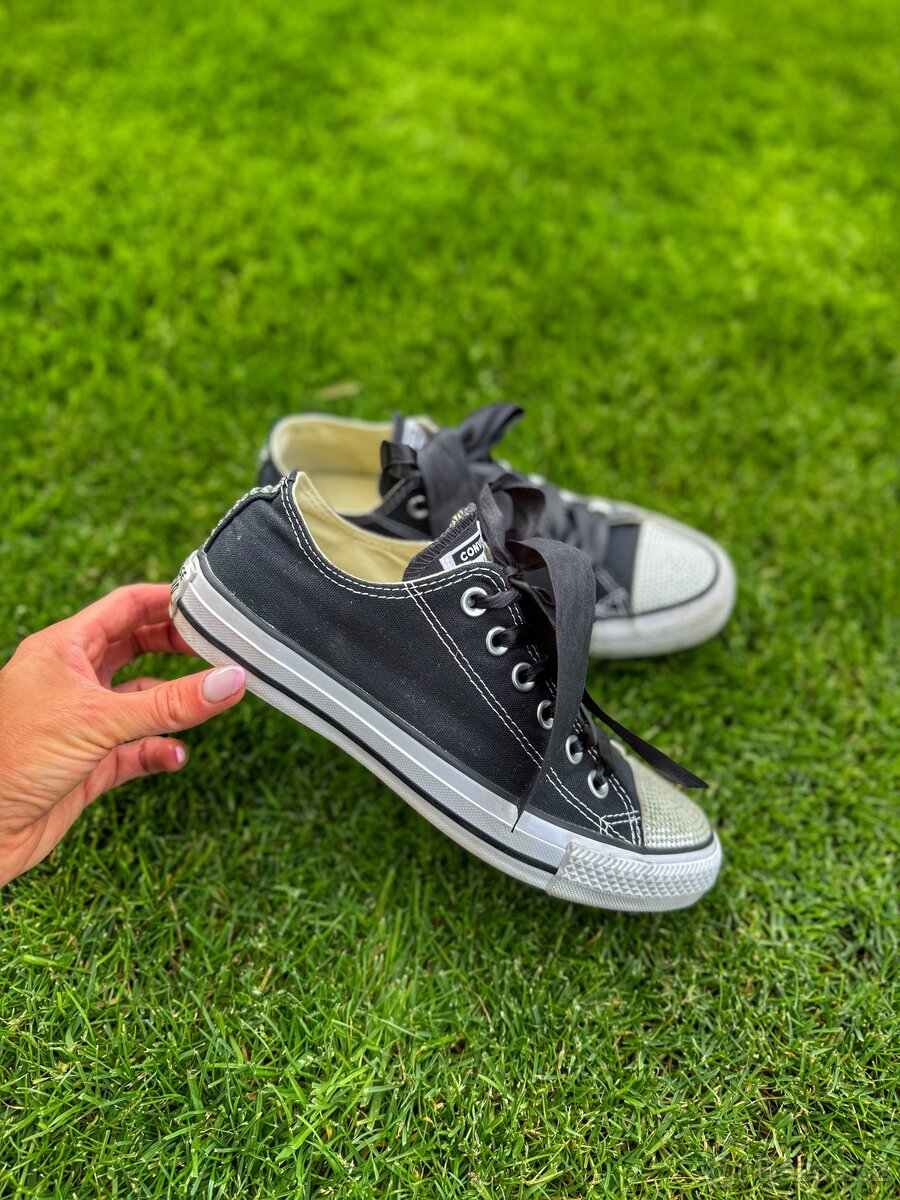 Luxusní, černé tenisky Converse s kamínky Swarovski