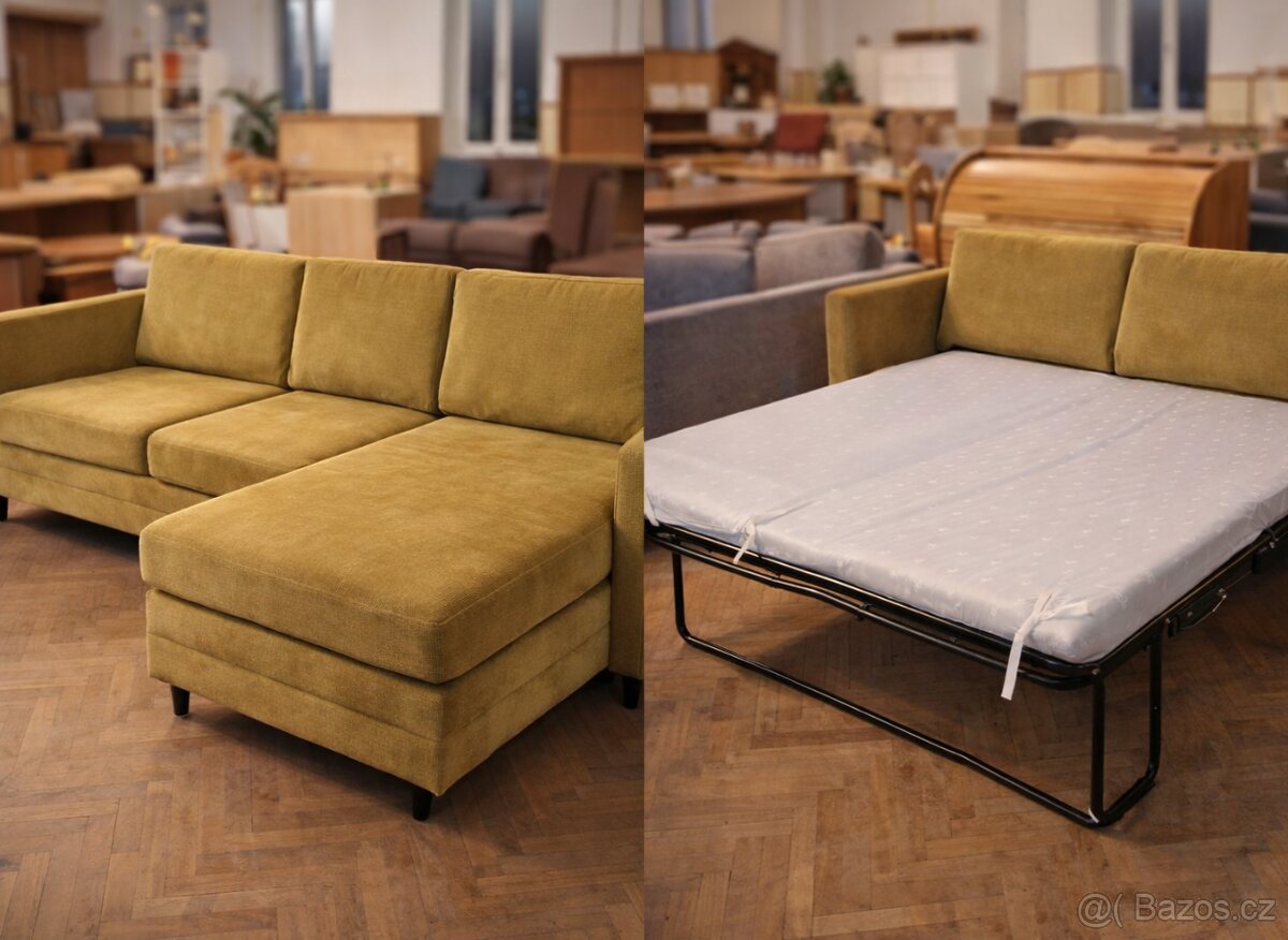 Rohova sedačka hořčicova barva nova