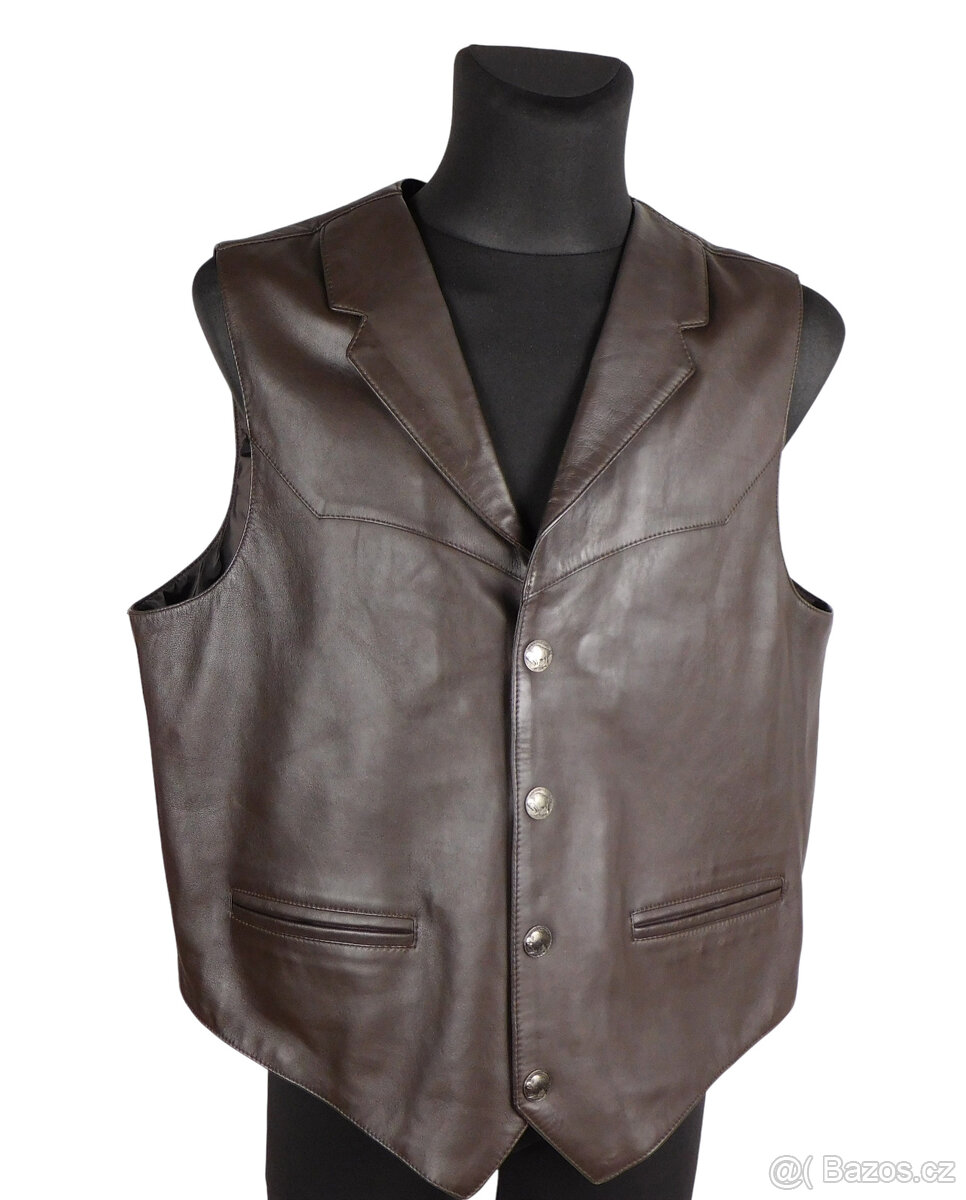 Kožená pánská hnědá vesta SCULLY vel. XL
