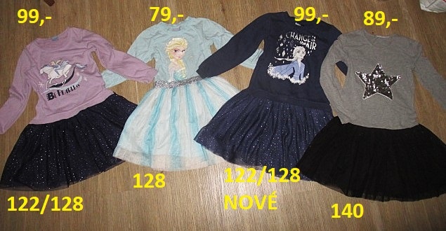 Dívčí šaty, 122/128 + 140, nové a zánovní