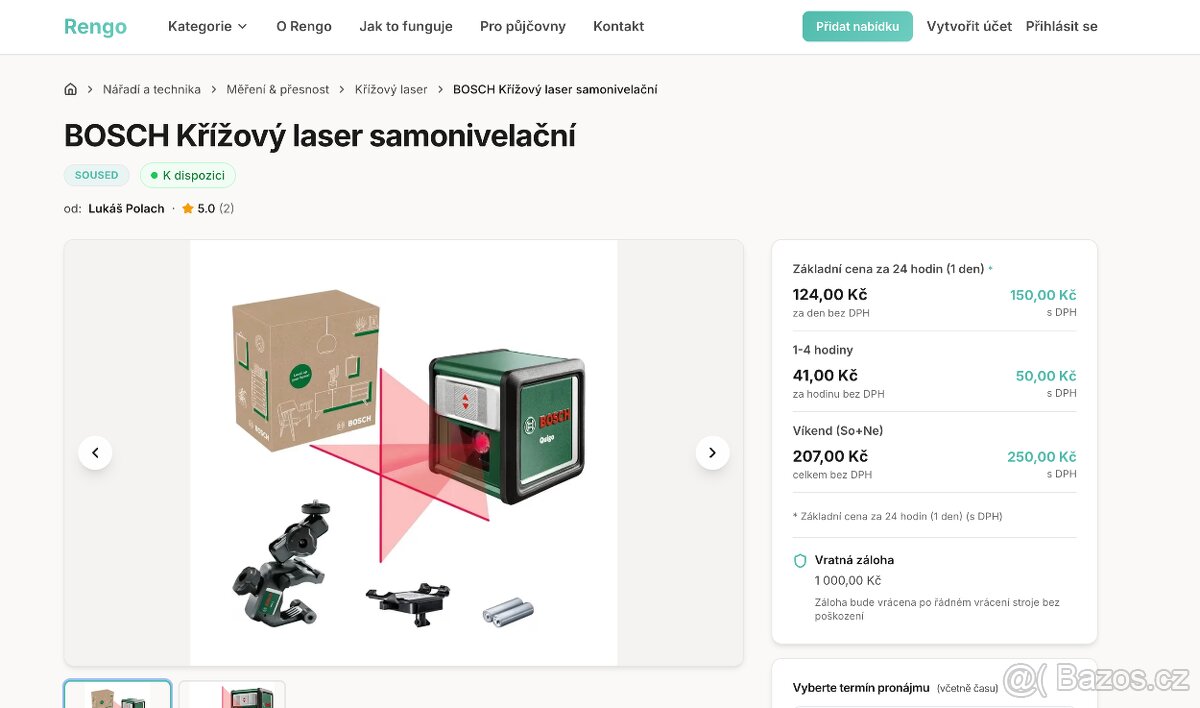 Křížový laser pronájem