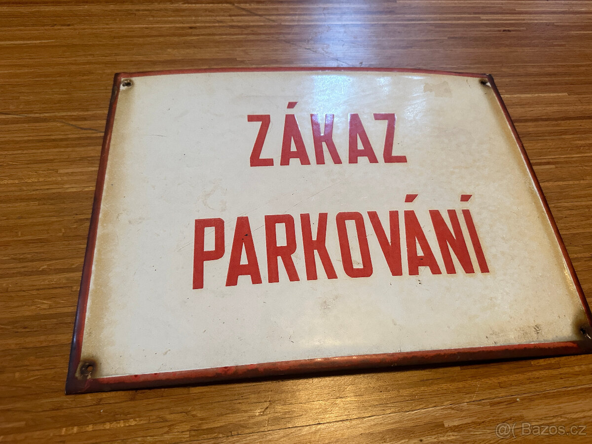 RETRO smaltovaná cedule ZÁKAZ PARKOVÁNÍ