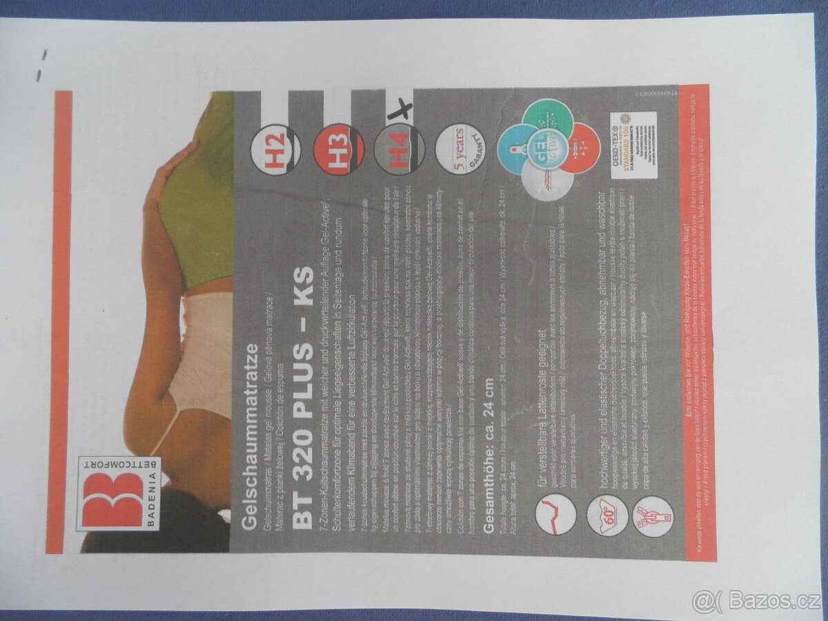 POSTELOVÁ MATRACE 90x200x24cm