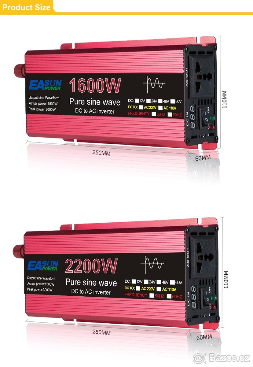 Měnič na 230V do karavanu 2200W