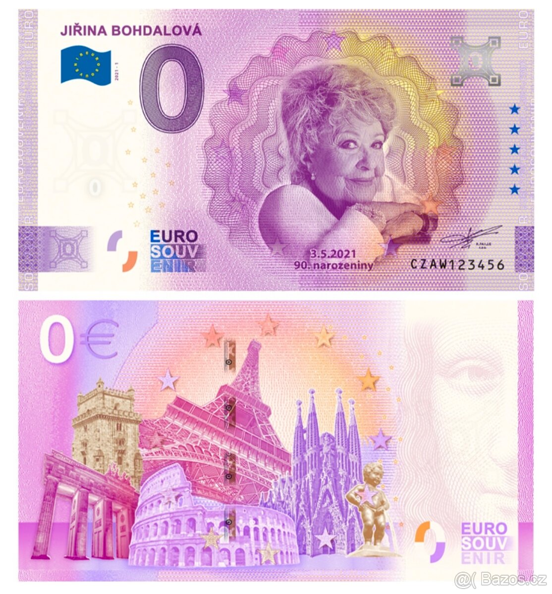 Bankovka Jiřina Bohdalová Euro Souvenir