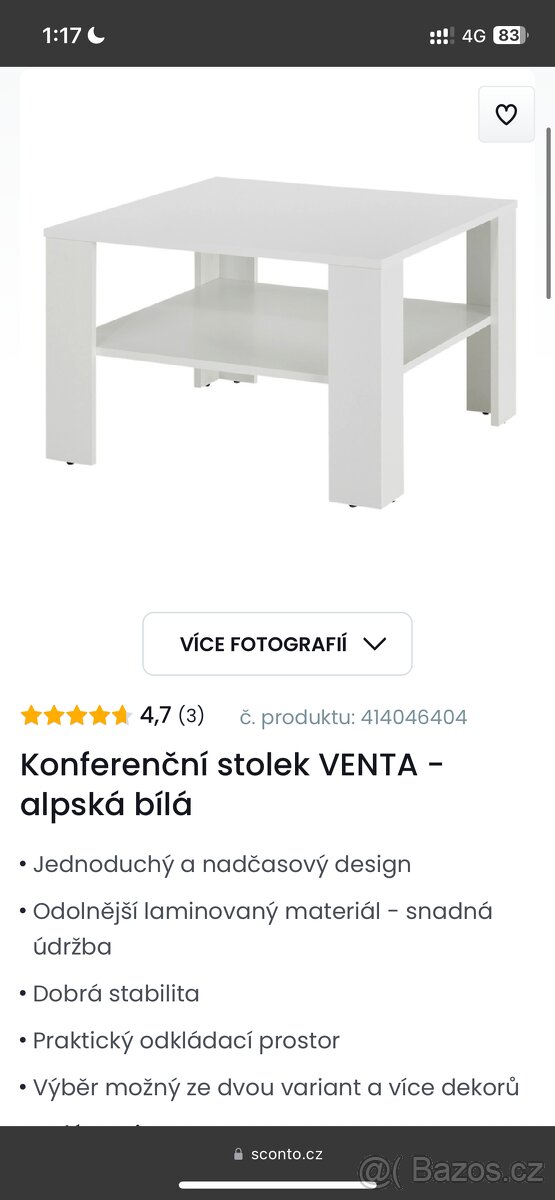 Konferenční stolek bílý