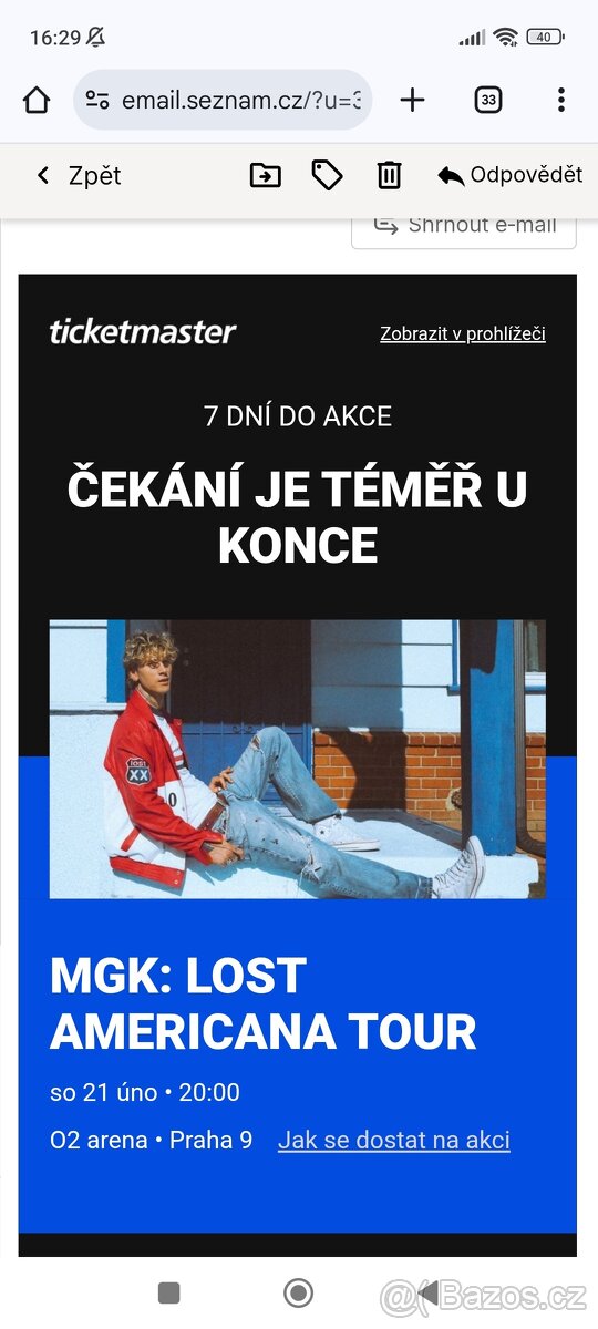 Prodám vstupenky na Mgk