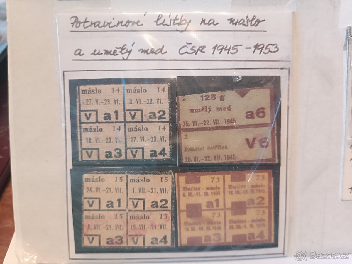 Potravinové lístky máslo med