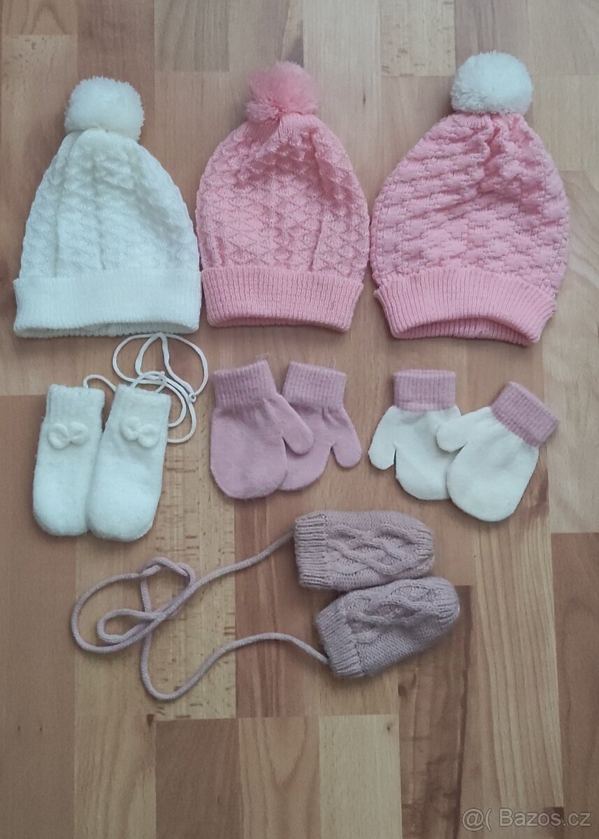 Dětské čepice a rukavice vel.74-80