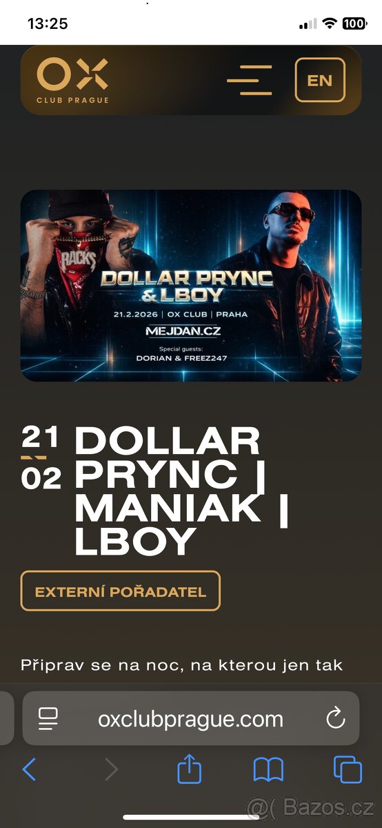 Vstupenky Dollar Prync & Lboy + special guests: Dorian + Fre