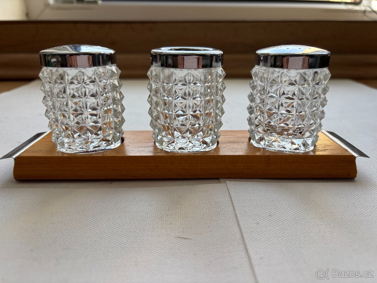 Retro slánka, pepřenka, párátkovník, lisované sklo