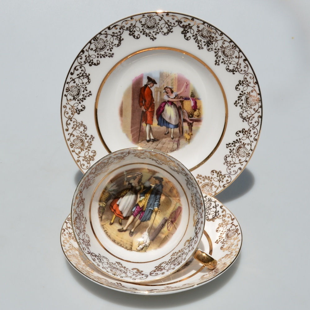 Starožitný porcelánový šálek a talířky na čaj a kávu