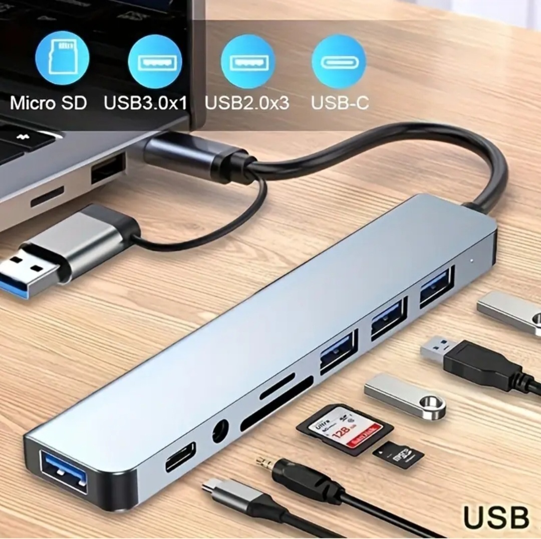 USB-C/USB hub s SD,microSD, USB 3.0&USB 2.0,Jack