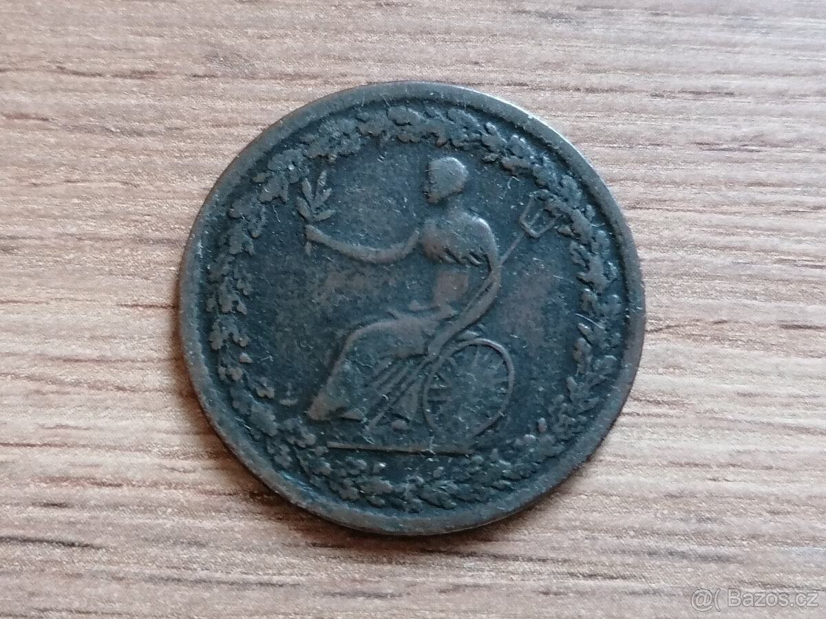 Mince 1/2 Penny token 1814 kolonie Lower Canada Dolní Kanada