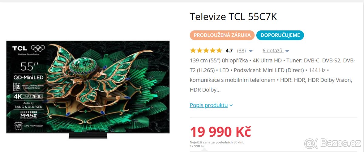 Televize TCL 55C7K
