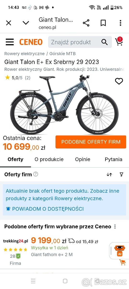 Giant Talon E rower elektryczny tylko 124 km