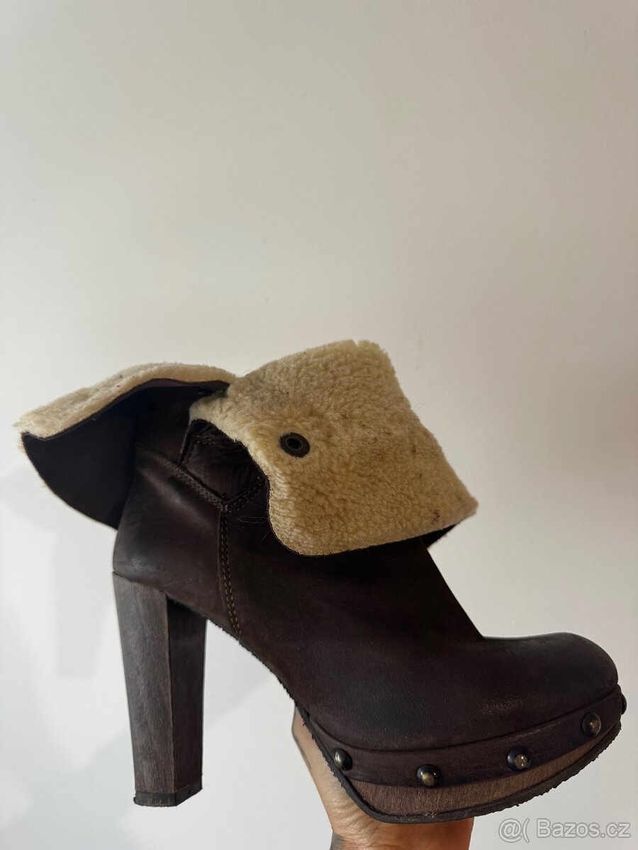 Kozene italske chocolate hnede boty 37