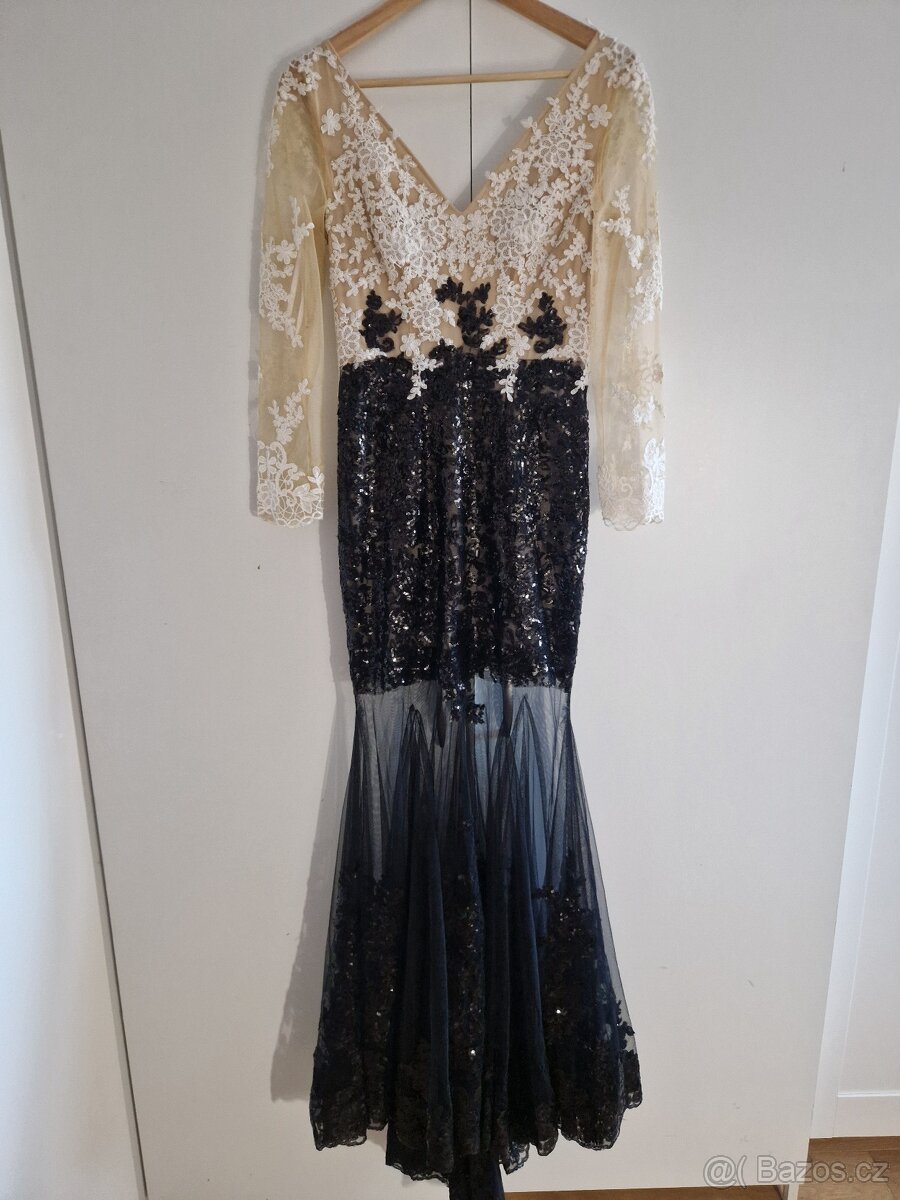 Nové společenské černobílé šaty vel. 38