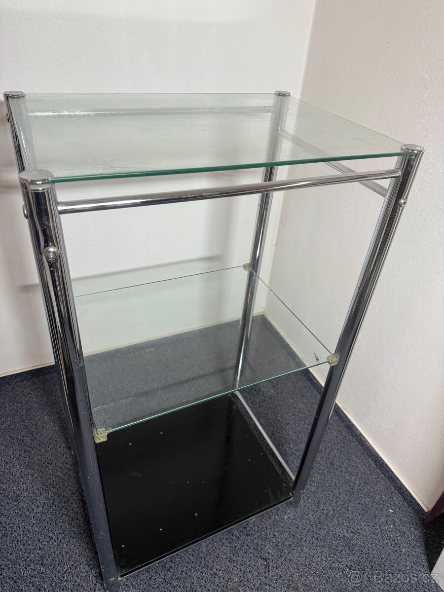 Skleněný regál KELA LARS rohový, chróm / sklo