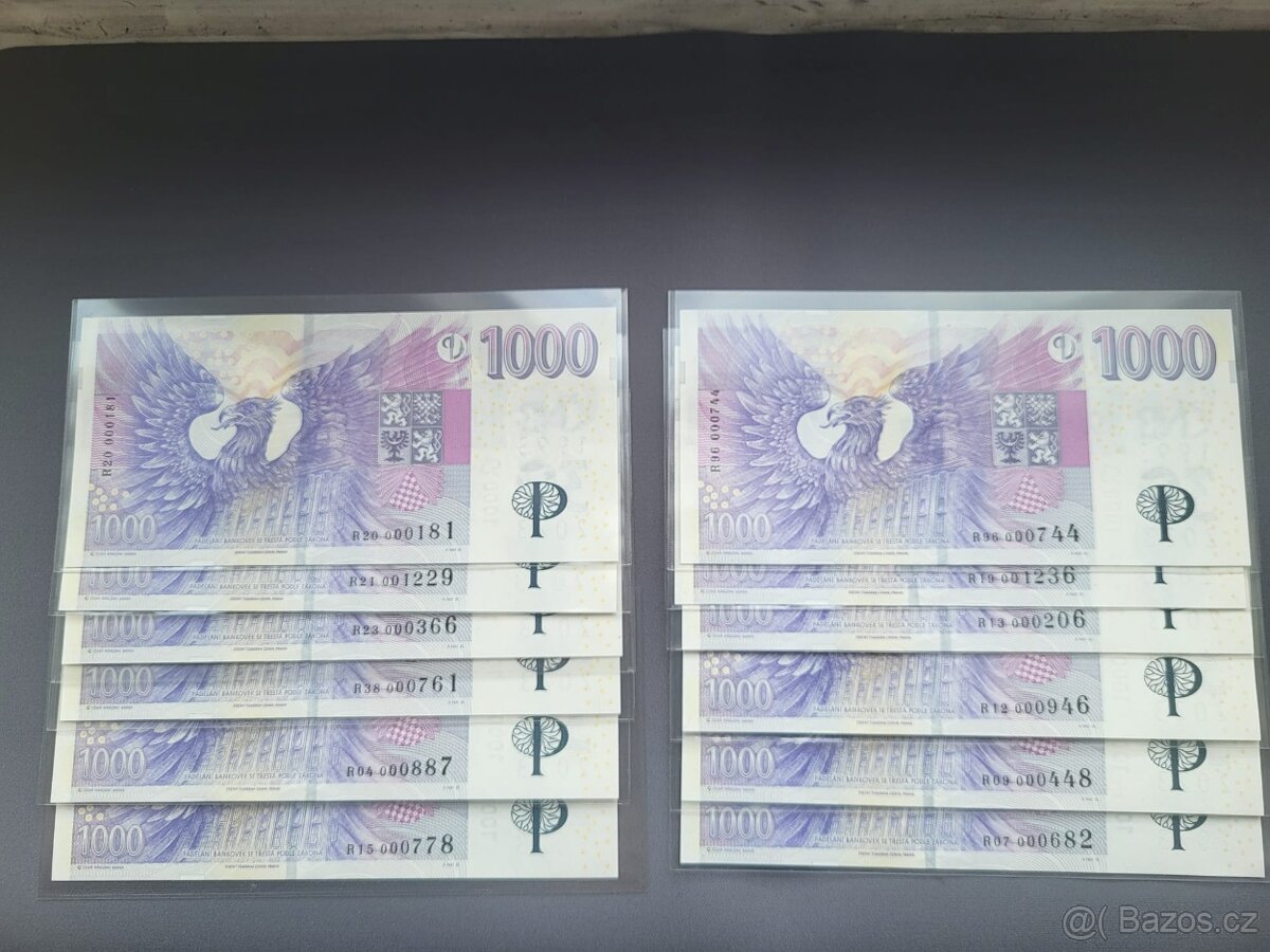 1000 Kč s přítískem