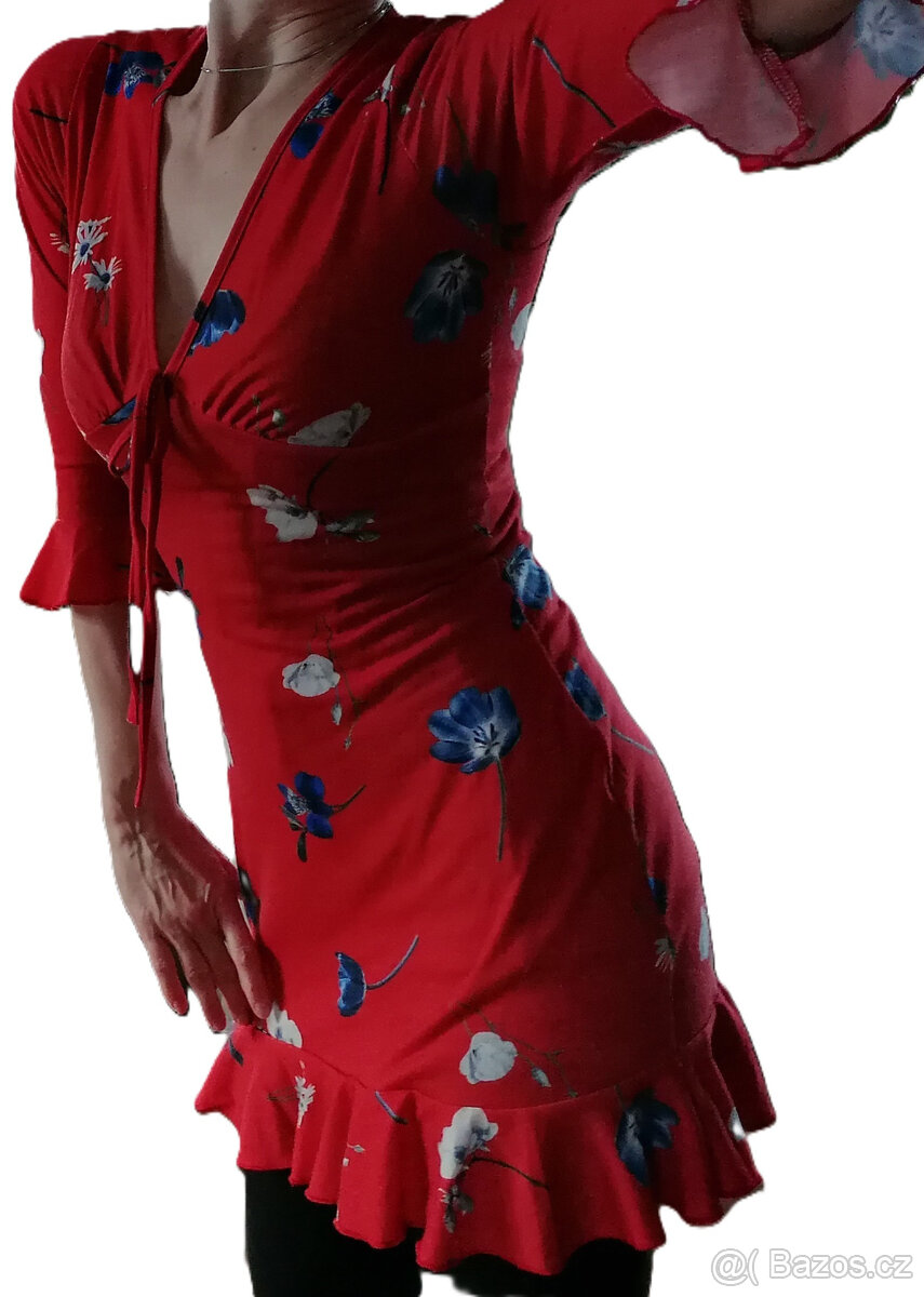 květované šaty/tunika s volánem Missguided, velikost 34