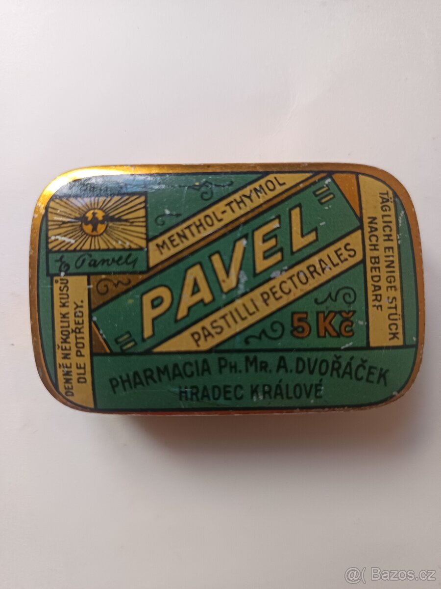 Retro plechová krabička od pastilek f. Pavel