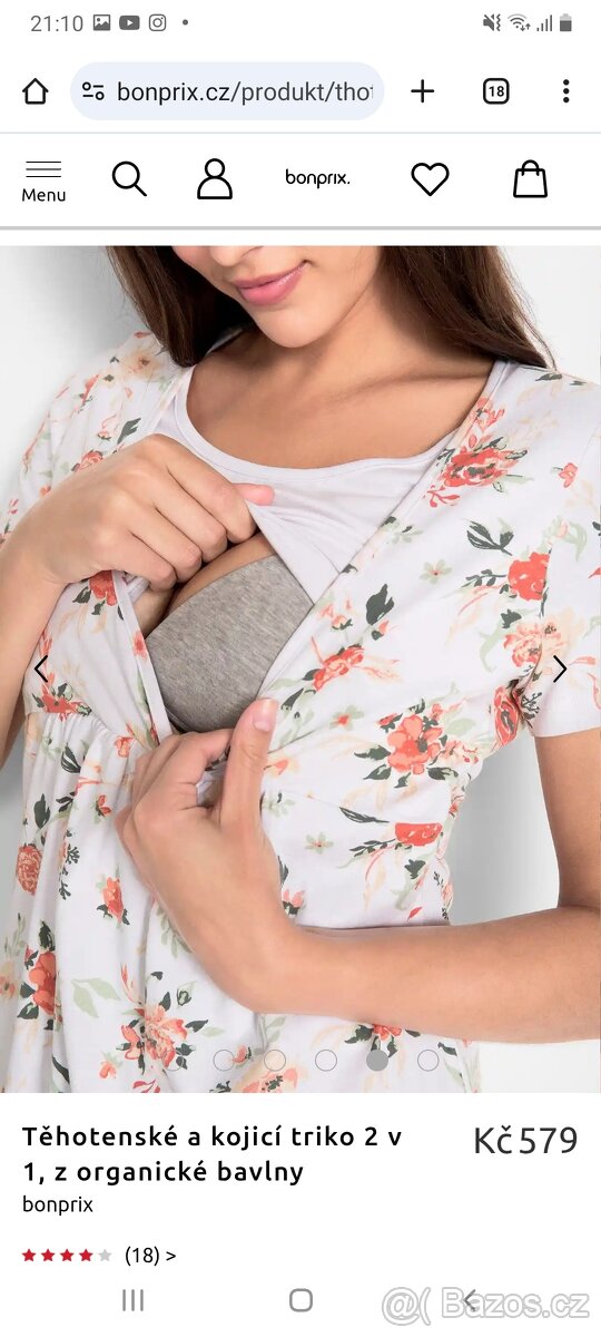 Těhotenské a kojící triko 2 v 1