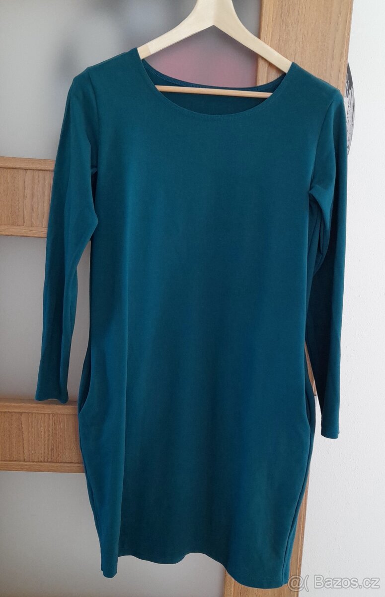 Bavlněné šaty smaragdově zelená, vel. M