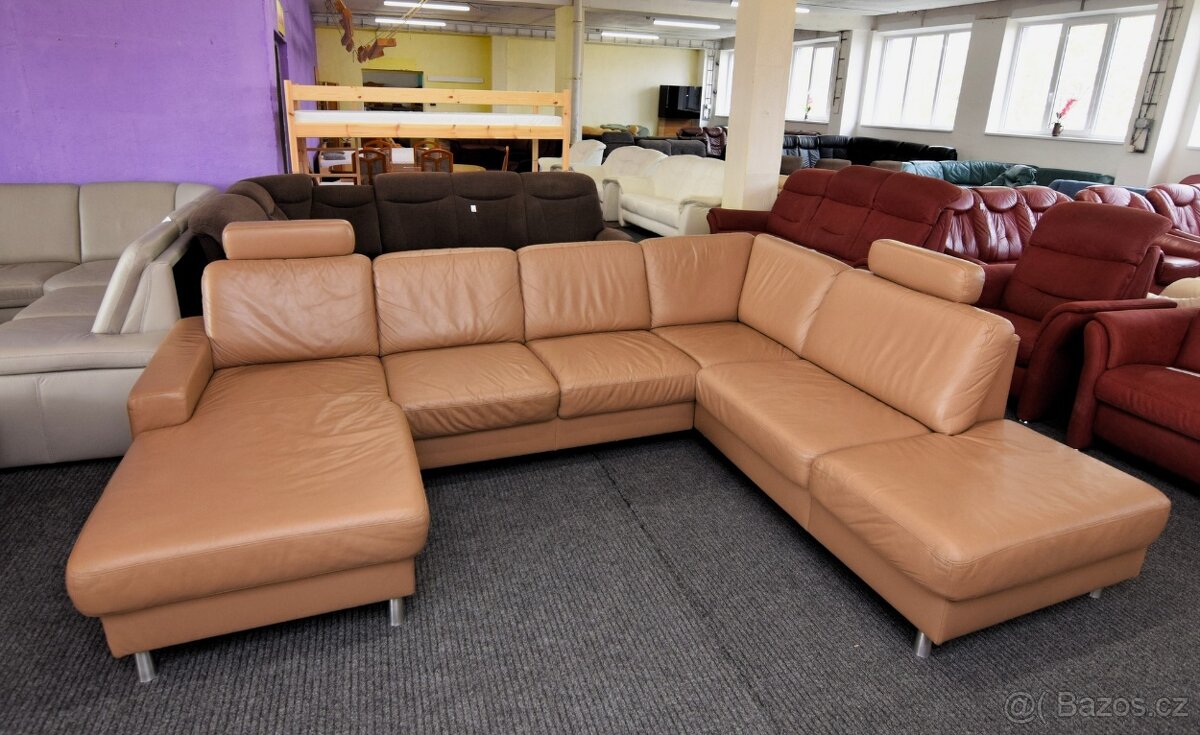 Sedací souprava tvaru U - kůže - SLEVA