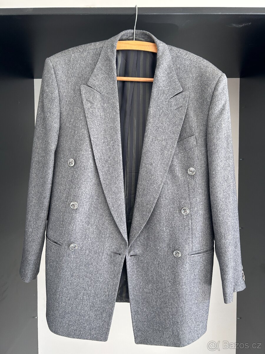 Pánský vlněný oblek - šedý, velikost 46