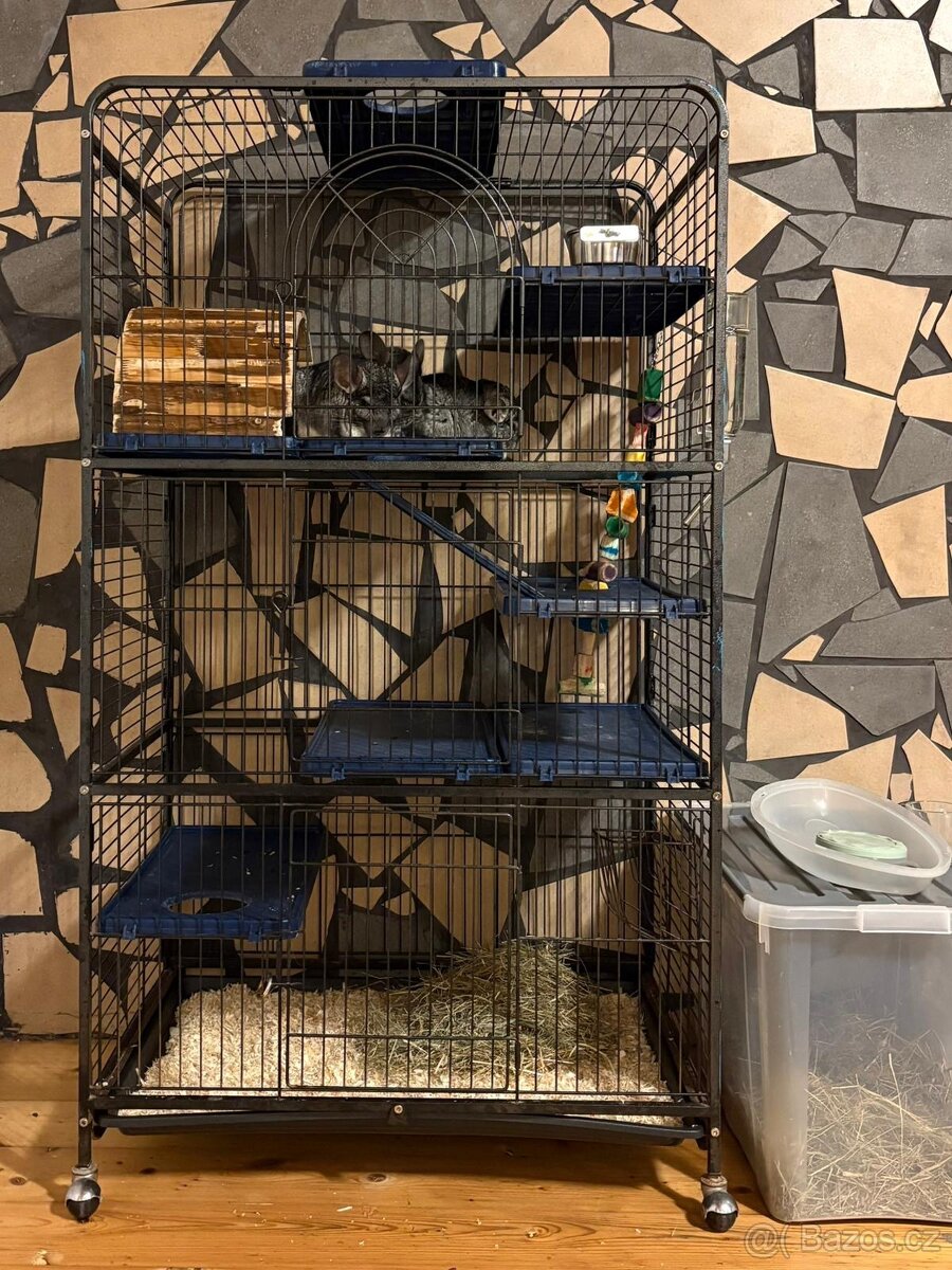 Velká klec s činčilami