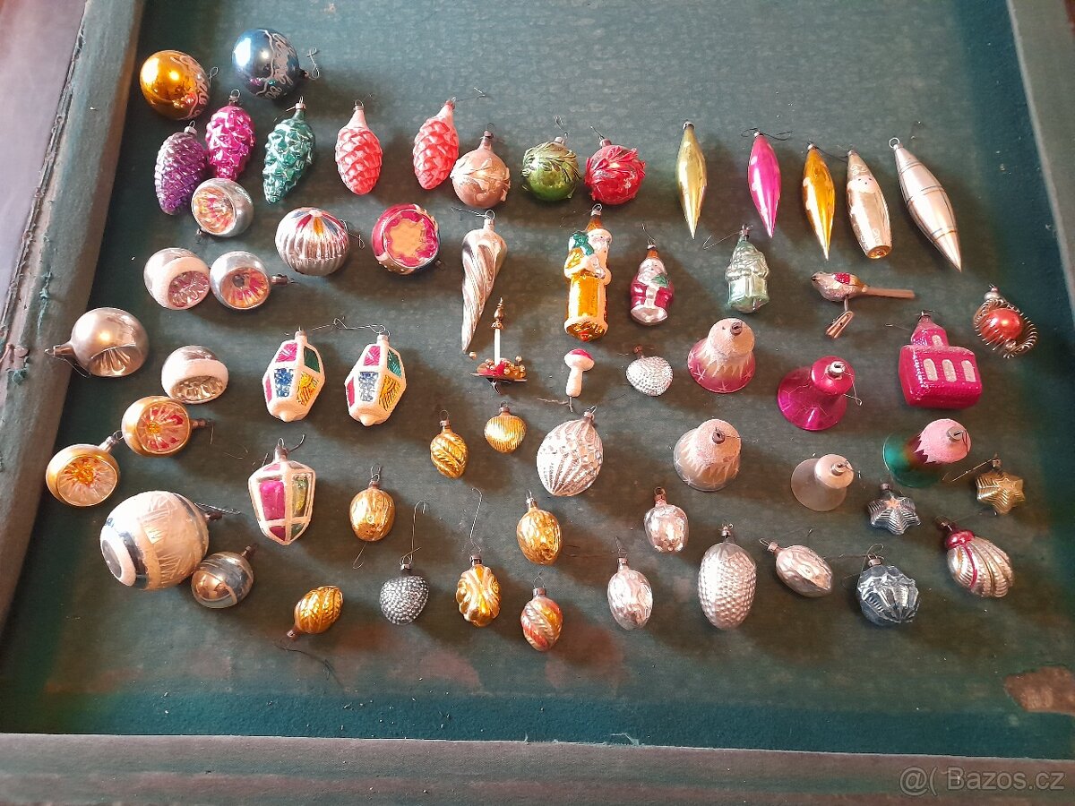 Staré vánoční ozdoby 61 kusů