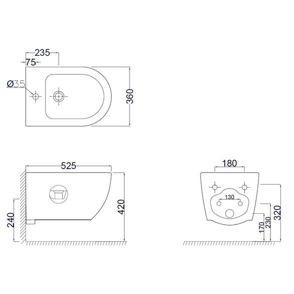 Kielle Oudee Závěsný bidet, bílá NOVÝ