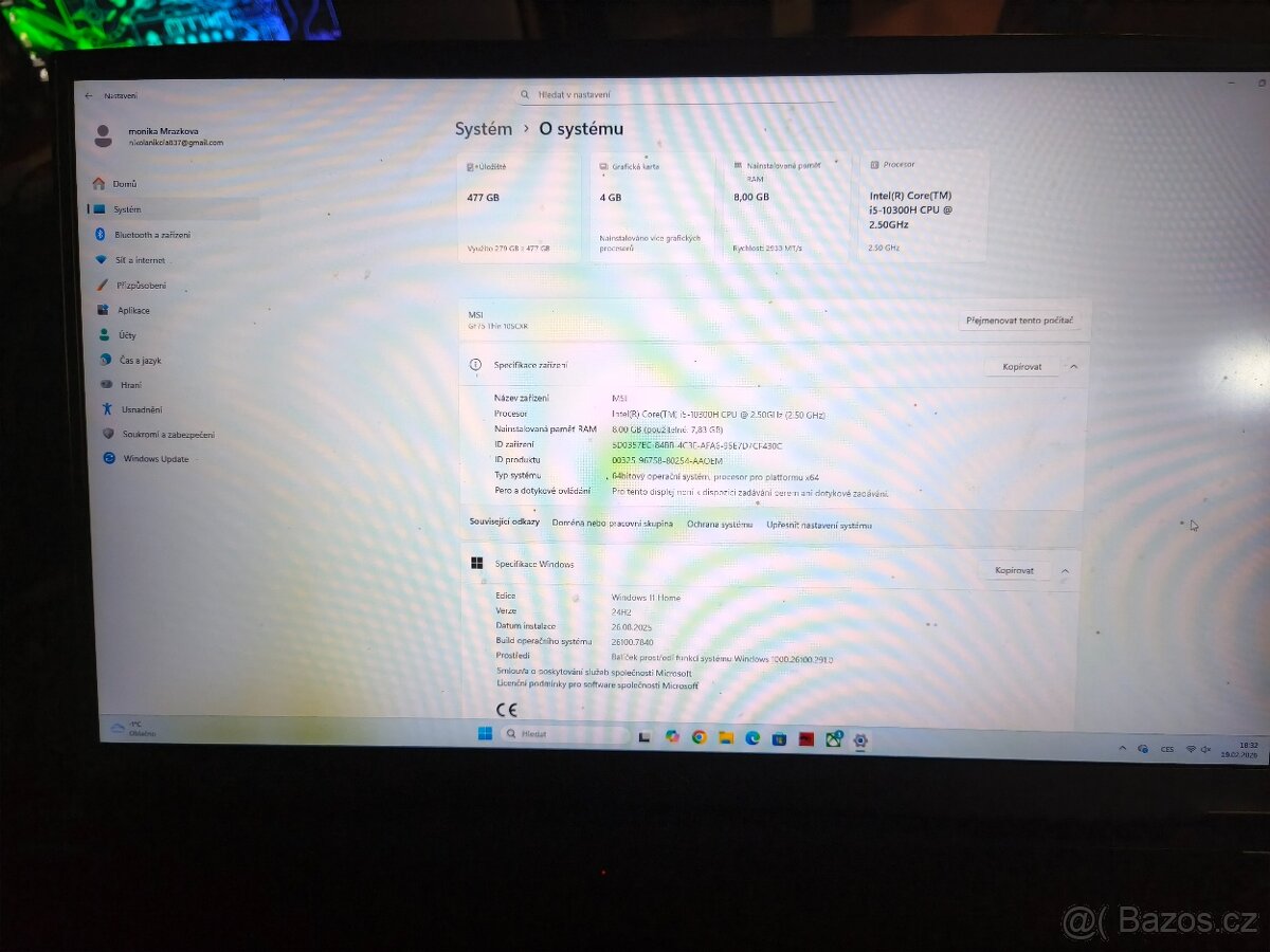 Prodám herní notebook GF75 10SCXR