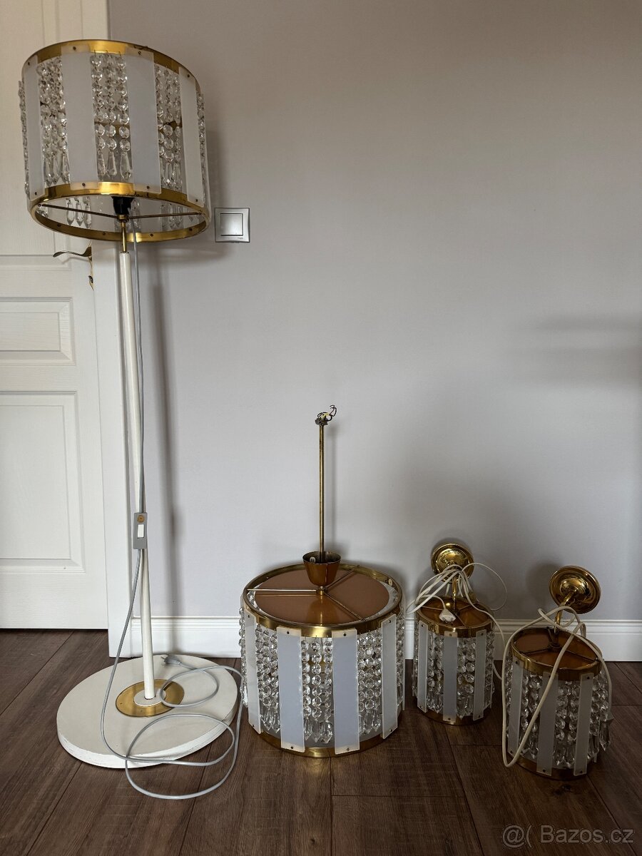 Luxusní vintage světelný set – Jablonecké sklárny, Nový Bydž