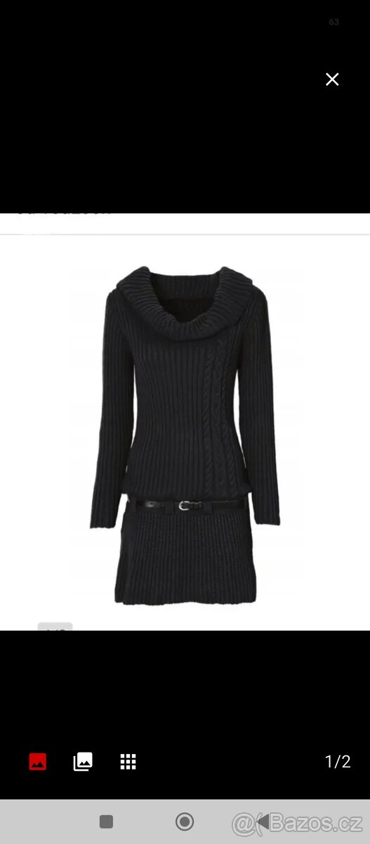 Dámské šaty pletené úplet černé, velikost M