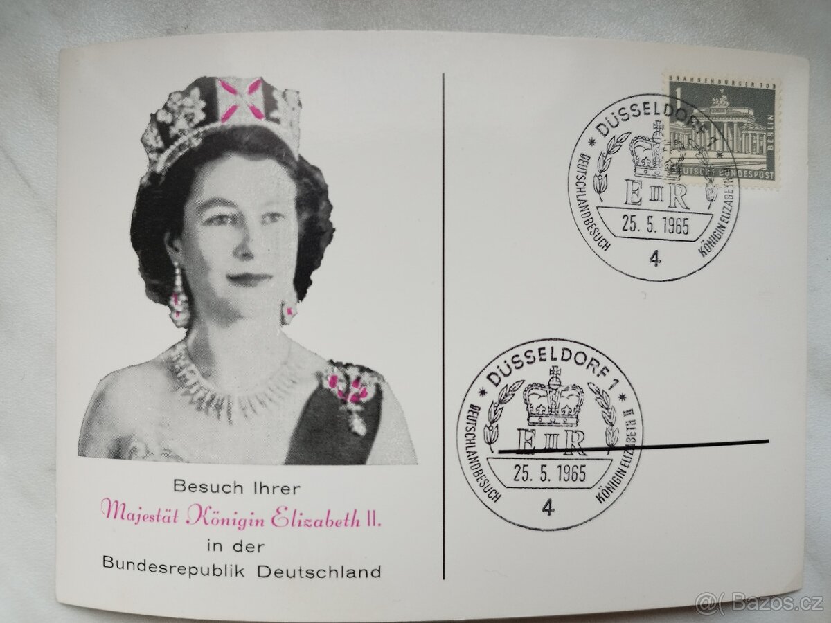 Pohlednice na památku návštěvy královny Alžběty II