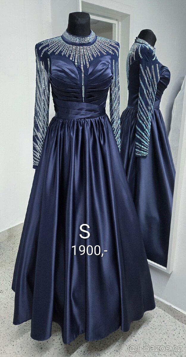 NOVÉ plesové šaty SATÉNOVÉ MODRÉ
