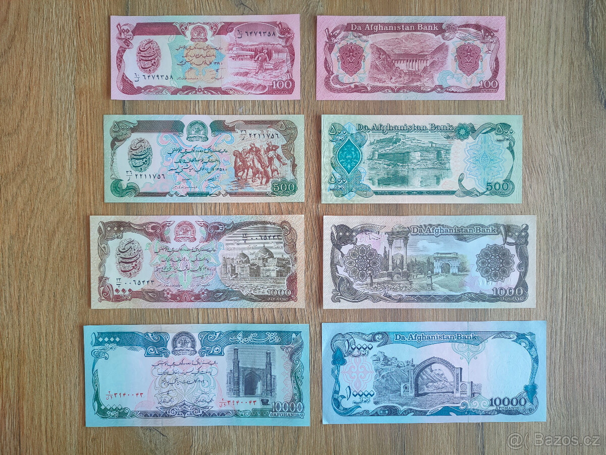 4 bankovky z Afgánistánu