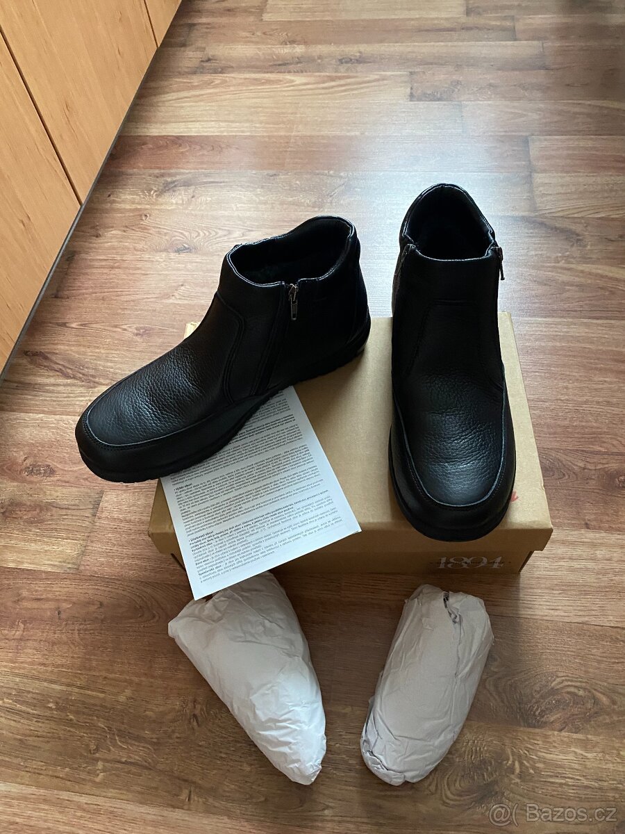 Nové pánské kožené zimní boty Baťa Comfit - č. 44, na zip
