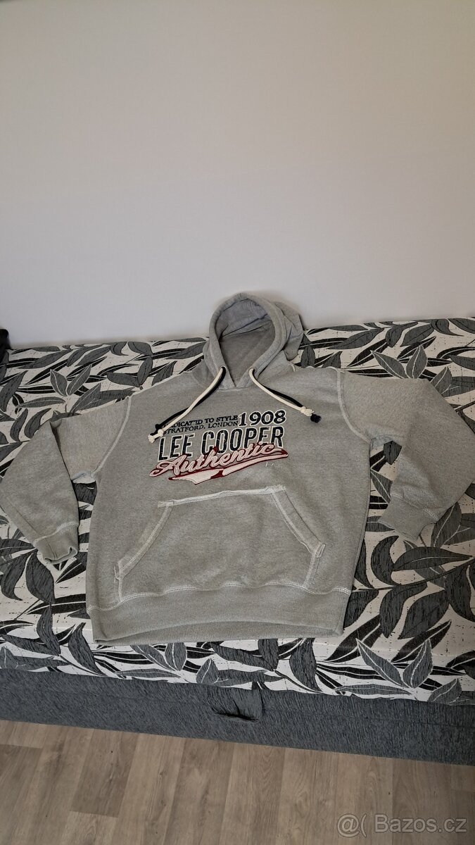 Nová mikina Lee Cooper s kapucí – šedá