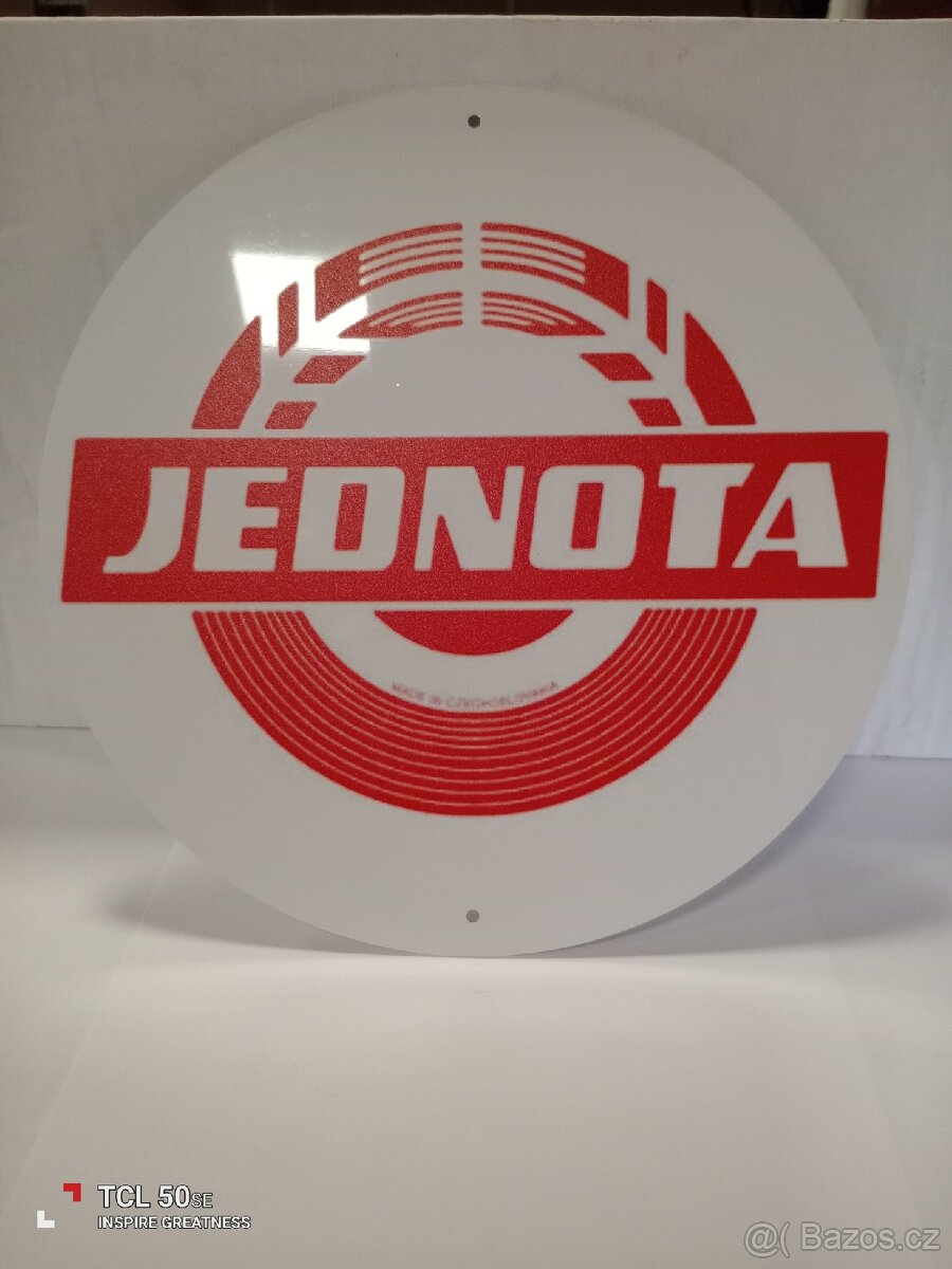 1 ks plechové cedule 20 cm logo ,, Jednota "