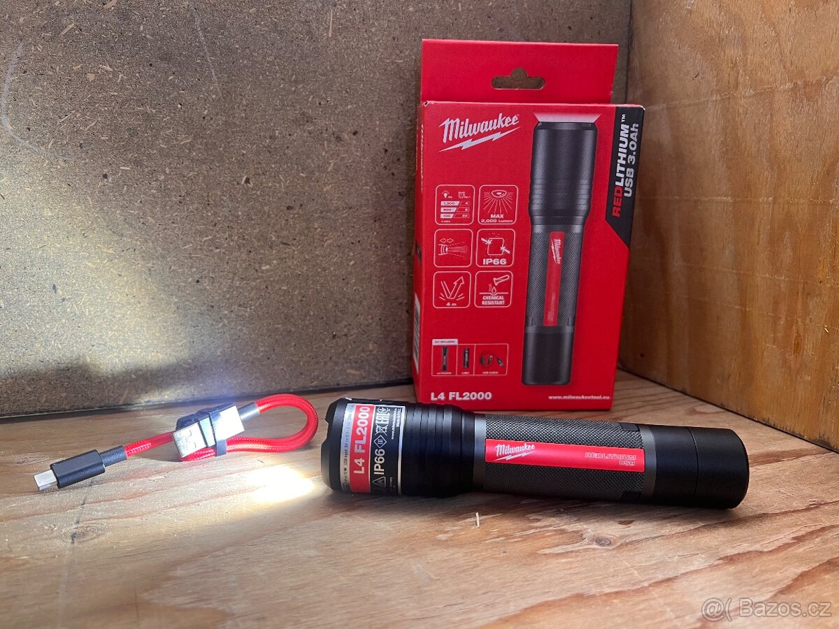Aku kapesní tužková svítilna Milwaukee L4 FL2000-301, 2000 l