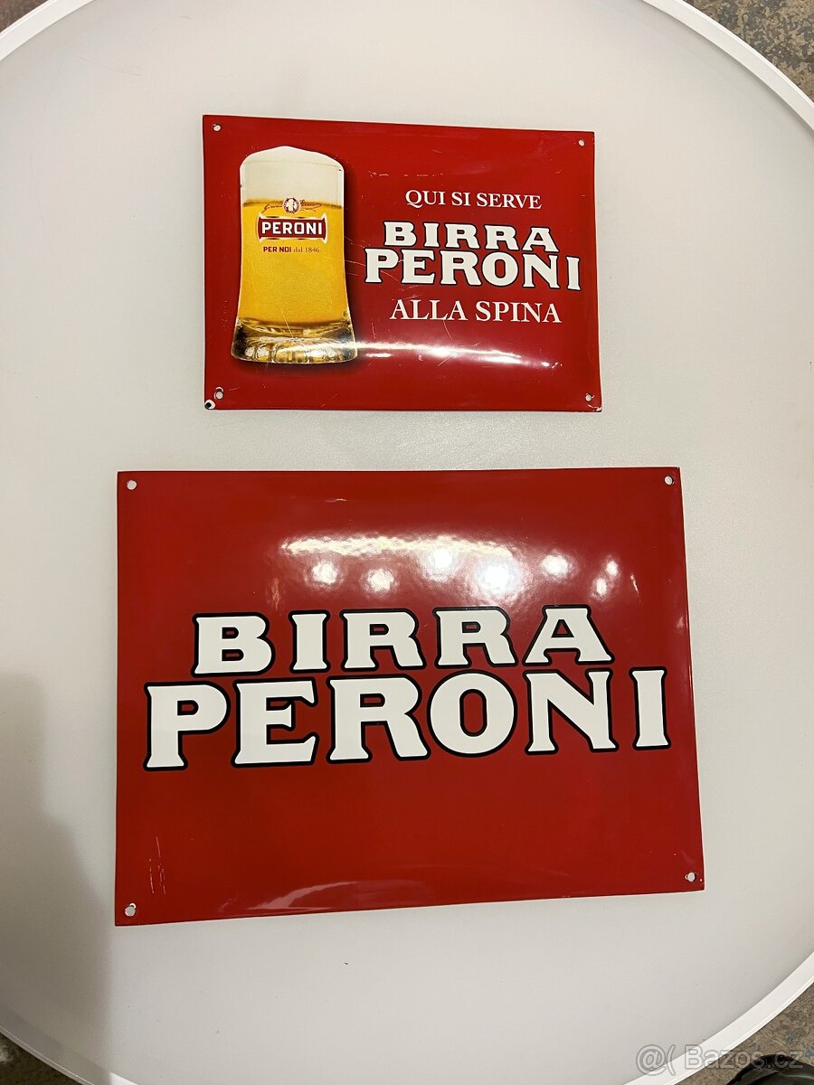 prává Smaltovaná cedule "Birra Peroni" Smalt Brno