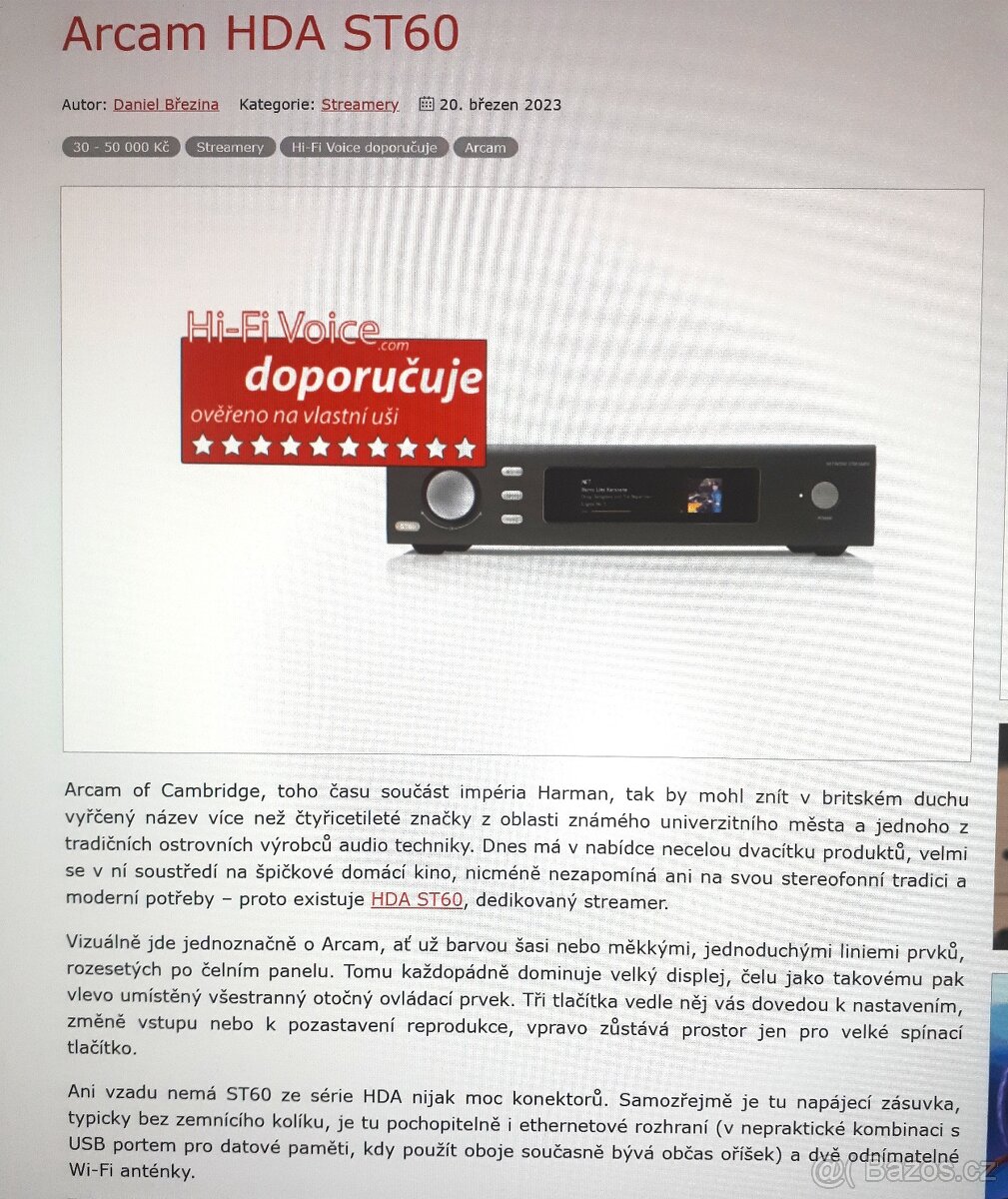 Prodám špičkový Streamer a DaC - ARCAM - Anglie