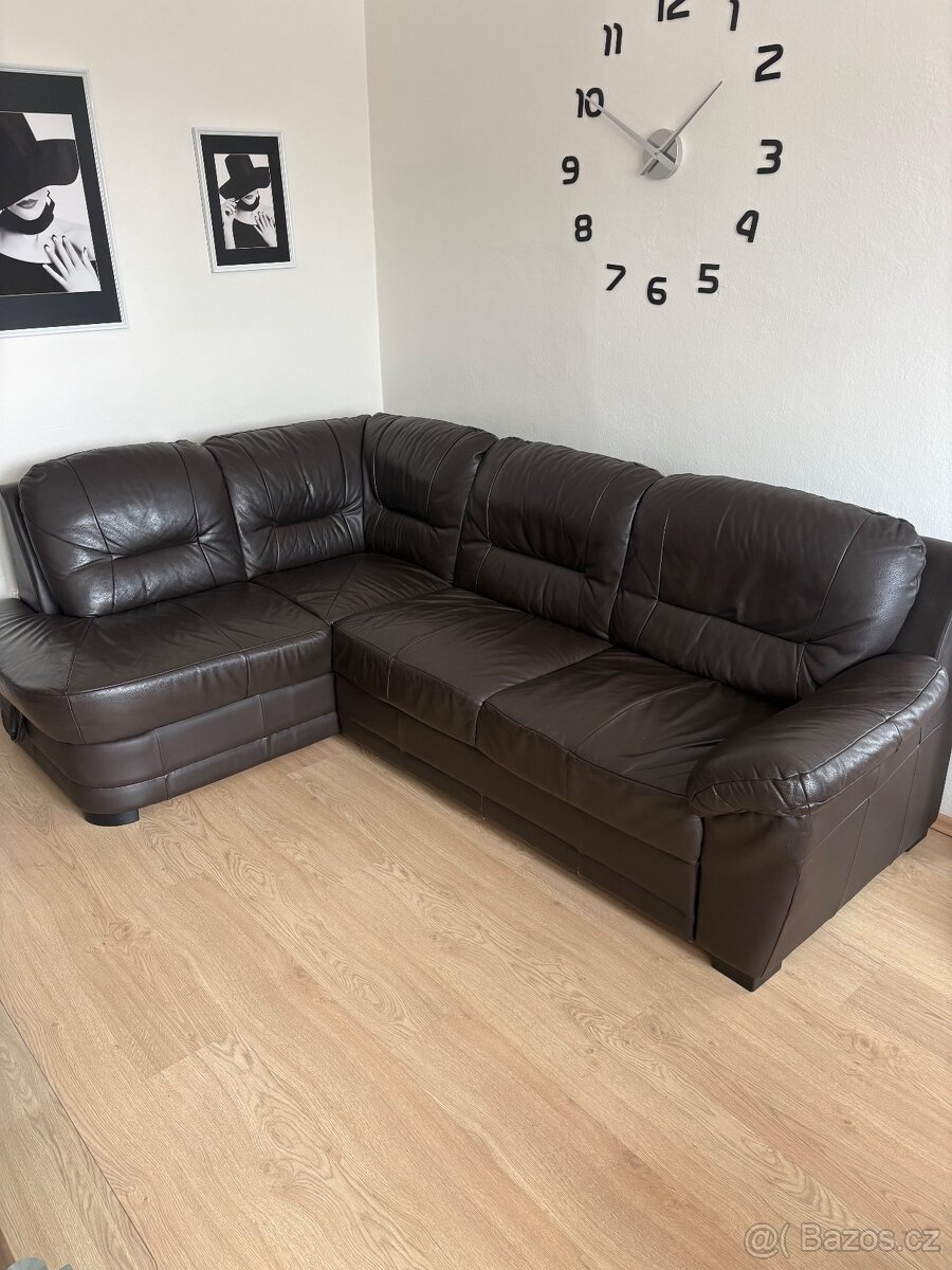 Kožená rohová sedačka